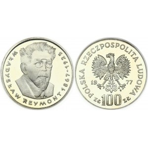 Poland 100 Zlotych 1977 MW Obverse: Imperial eagle above value. Reverse: Head of Wladyslaw Reymont 1/4 right. Silver...