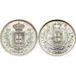 Portugal 500 Reis 1908 & 50 Centavos 1916. Obverse: Carlos I head right. Liberty head left. Reverse...
