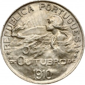 Portugal 1 Escudo 1910 Establishment of the Republic. Obverse: Bust holding torch facing left. Obverse Legend...