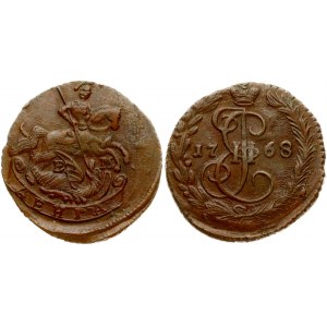 Russia 1 Denga 1768 ЕМ Catherine II (1762-1796). Obverse: Crowned monogram divides date within wreath. Reverse: St...