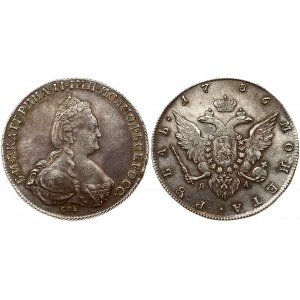 Russia 1 Rouble 1786 СПБ-ЯА St. Petersburg. Catherine II (1762-1796). Obverse: Crowned bust right. Reverse...