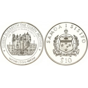 Samoa 10 Tala 1994 The Life of the Queen Mother. Elizabeth II (1952-). Obverse: National arms and value. Lettering...