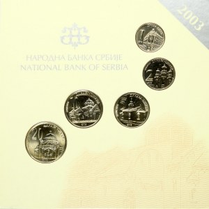 Serbia 1 - 20 Dinara 2003 SET Obverse: Logo of the National Bank of Serbia. Reverse: Different. Nickel brass...