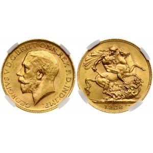 South Africa 1 Sovereign 1928SA George V(1910-1936). Obverse: Head left. Reverse: St. George slaying dragon. Gold 7.98g...