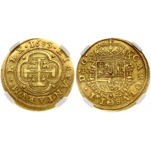 Spain 4 Escudos 1683 BR Segovia. Charles II (1665-1700). Obverse: Crowned arms in order collar. Reverse...