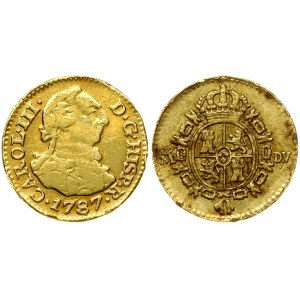 Spain 1/2 Escudo 1787 DV Charles III (1759-1788). Obverse: Bust right. Obverse Legend: CAROLUS III • D • G • HISP • R •...