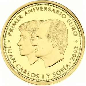Spain 200 Euro 2003 Birth of the Euro. Juan Carlos I(1975-2014). Obverse: Spanish King and Queen left. Reverse...