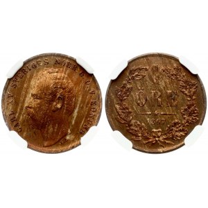 Sweden 1 Ore 1867 Carl XV Adolf(1859-1872). Obverse: Head left. Averse Legend: CARL XV SVERIGES... Reverse: Value...