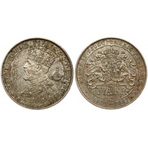 Sweden 2 Kronor (1897) EB 25th Anniversary of the Reign of King Oscar II. Oscar II (1872-1907). Obverse...