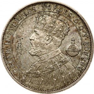 Sweden 2 Kronor (1897) EB 25th Anniversary of the Reign of King Oscar II. Oscar II (1872-1907). Obverse...