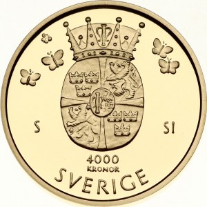 Sweden 4000 Kronor 2010 Marriage of crown princess Victoria and Daniël Westling. Charles XVI Gustaf (1973-). Obverse...