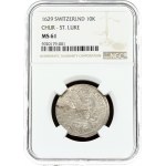 Switzerland CHUR 10 Kreuzer 1629 Obverse: 1/2-length figure of St. Luke right. Reverse: Crowned imperial eagle. Silver...