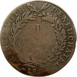 Switzerland NEUCHATEL 1 Batzen 1808. Obverse: Crowned arms withinn order chain. Obverse Legend: ALEXANDRE PR... Reverse...