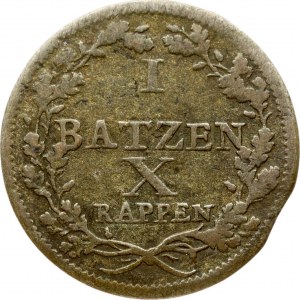 Switzerland LUZERN 1 Batzen-10 Rappen 1808 Obverse: Oval shield with garland. Obverse Legend: CANTON LUCERN. Reverse...