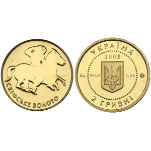 Ukraine 2 Hryvni 2005 Scythian. Obverse: Within the bead circle there is depicted the small National Emblem of Ukraine...