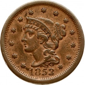 USA 1 Cent 1853 'Liberty Head/Braided Hair Cent'. Philadelphia. Obverse: Portrait of Liberty left; date below...