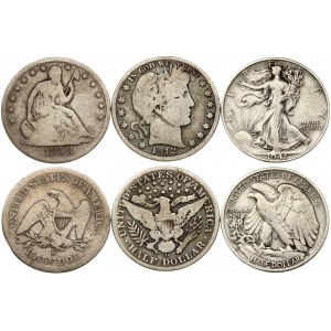 USA ½ Dollar 1858 S 'Seated Liberty Half Dollar' & ½ Dollar 1912 D 'Barber Half Dollar' & ½ Dollar 1941 D ...