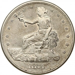 USA 1 Dollar 1874 S 'Trade Dollar' San Francisco. Obverse...