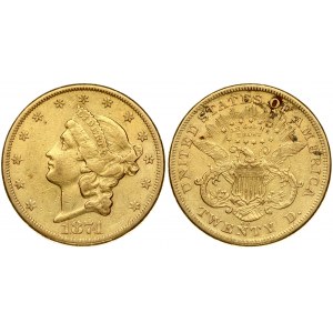 USA 20 Dollars 1874 CC 'Liberty Head - Double Eagle' with motto 'TWENTY D.' Carson City. Obverse...