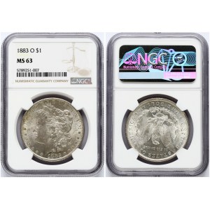 USA 1 Dollar 1883 O 'Morgan Dollar' New Orleans. Obverse: Liberty head; facing left. Lettering: E·PLURIBUS·UNUM LIBERTY...