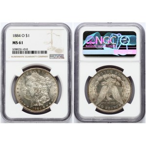 USA 1 Dollar 1884 O 'Morgan Dollar' New Orleans. Obverse: Liberty head; facing left. Lettering: E·PLURIBUS·UNUM LIBERTY...