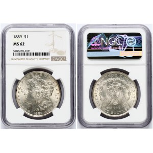 USA 1 Dollar 1889 'Morgan Dollar' Philadelphia. Obverse: Liberty head; facing left. Lettering: E·PLURIBUS·UNUM LIBERTY...