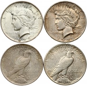 USA 1 Dollar 1923 & 1926 S 'Peace Dollar' Philadelphia & San Francisco. Obverse: Capped head of Liberty left...
