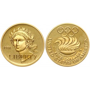 USA 5 Dollars 1988 W Olympics Seoul. Obverse Lettering: 1988 LIBERTY. Reverse Lettering...