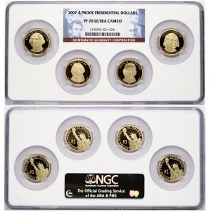 USA 1 Dollar 2007-S SET. San Francisco. Obverse: George Washington; John Adams; Thomas Jefferson; James Madison...
