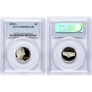 USA 5 Cents 2009-S 'Jefferson Nickel'. San Francisco. Obverse: Portrait of Thomas Jefferson...