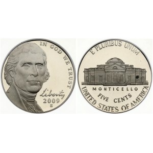 USA 5 Cents 2009-S 'Jefferson Nickel'. San Francisco. Obverse: Portrait of Thomas Jefferson...