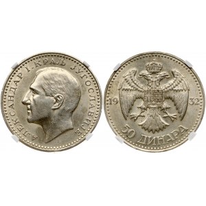 Yugoslavia 50 Dinara 1932 Alexander I (1929-1934). Obverse: Head left. Reverse...