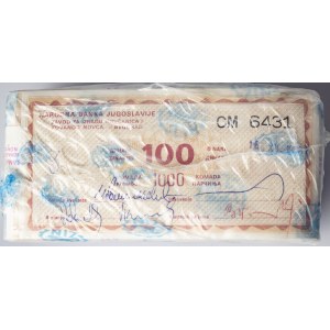 Yugoslavia 100 Dinara (1965-1986) Banknote. Obverse: Red on multicolor underprint. Equestrian statue 'Peace...
