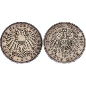German States Lubeck 5 Mark 1913 A