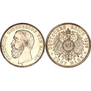Germany - Empire Baden 5 Mark 1902 G PCGS MS64