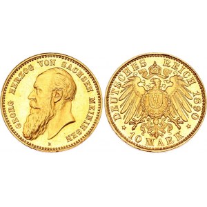 Germany - Empire Saxe-Meiningen 10 Mark 1890 D PROOF