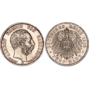 Germany - Empire Saxony-Albertine 5 Mark 1902 E NGC MS 64