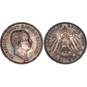 Germany - Empire Saxony 3 Mark 1909 E NGC MS 62