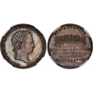 Austria Token in Size of 1 Lire 1838 Ferdinand I Coronation in Milan NGC MS 65