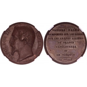France Bronze Medal Crimean War - Alma Victory 1854 NGC MS 63 BN