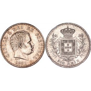 Portugal 500 Reis 1891 NGC MS 63