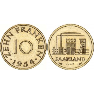 Saarland 10 Franken 1954 Essai