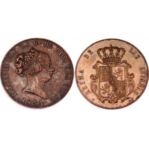Spain 10 Reales 1854 Probe in Bronze