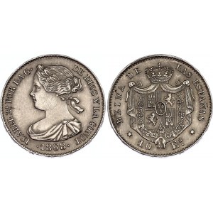 Spain 10 Escudos 1868 Platinum!