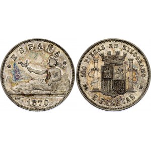 Spain 2 Pesetas 1870 (74) DEM