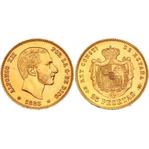 Spain 25 Pesetas 1883 (83) MSM