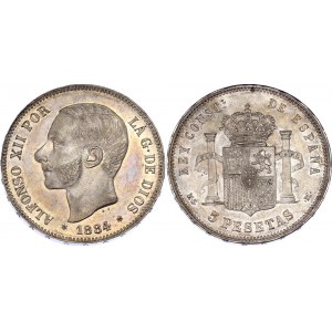 Spain 5 Pesetas 1884 (84) MSM