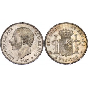 Spain 5 Pesetas 1885 (87) MPM