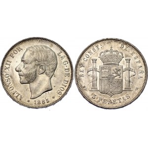 Spain 5 Pesetas 1885 (87) MSM