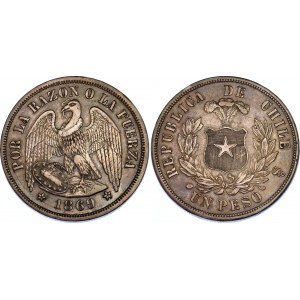 Chile 1 Peso 1869 So